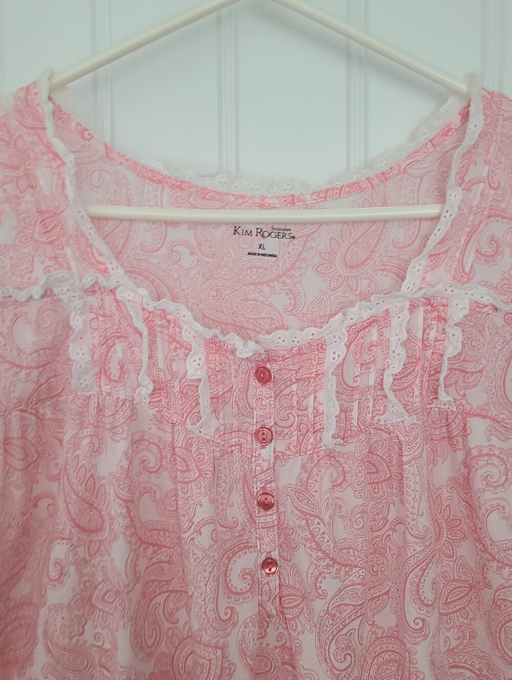 Kim Rogers Nightgown XL Eyelet Prairie Cottagecore Country Cotton Ruffle Paisley